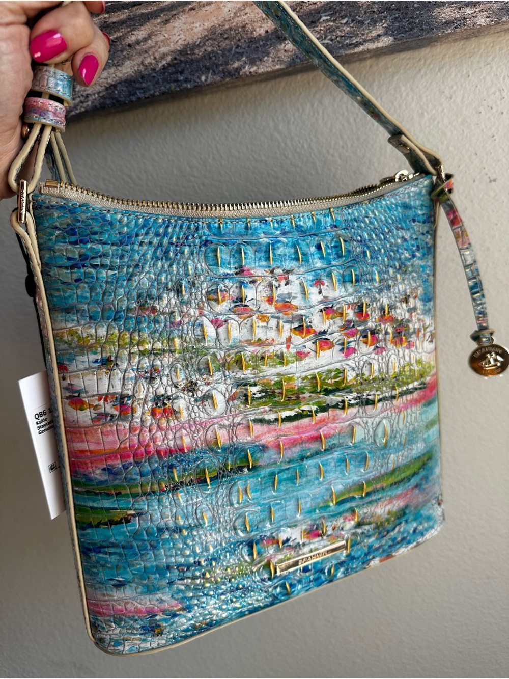 Brahmin Katie Staycation Melbourne Crossbody | Coastal Print Leather bag NWT